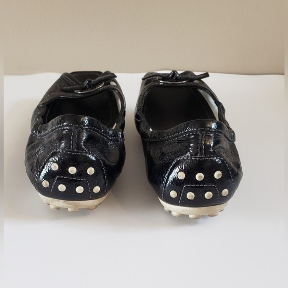 Tods Women's Black Patent Leather Open Toe Slip On Size 39 - Picture 9 of 10